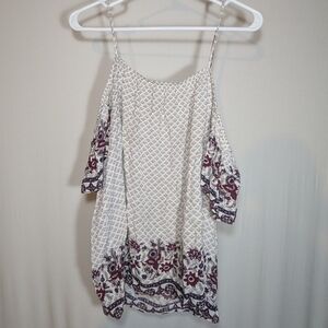 Xhilaration Off the Shoulder White Floral Lightweight Spring Summer Top Blouse